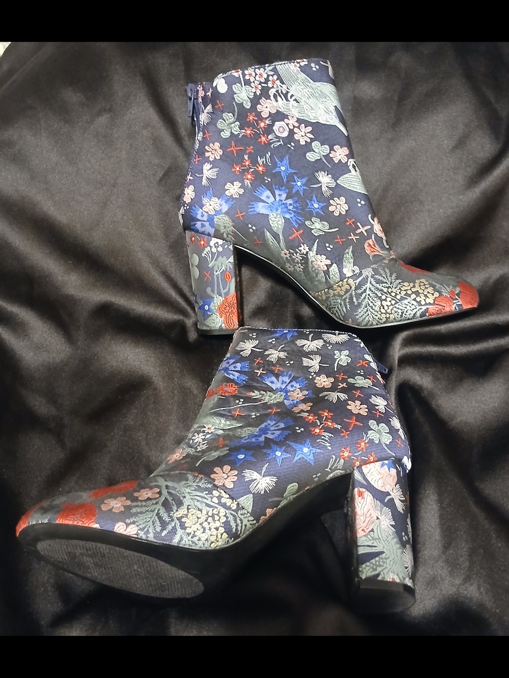Attention Embroidered Fashion  Floral Hummingbird Dress Boots